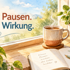 Warmes Aquarell mit Tasse und Fenster als Symbol für Psychohygiene im Alltag